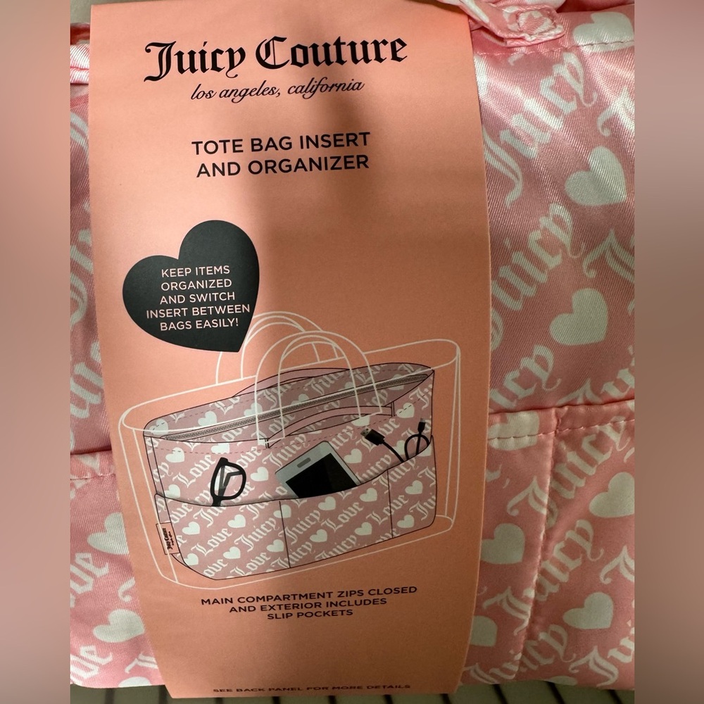 Juicy Couture logo Pink Heart Tote bag inset shoulder strap - Picture 2 of 6
